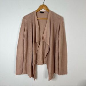Eileen Fisher Open Front Cardigan Light Brown Organic Linen Cotton Size L Large
